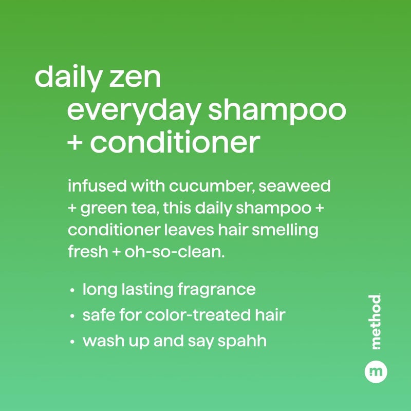 Method Daily Zen Every Day Hair Care Shampoo (14 oz) + Conditioner (13.5 oz) with Cucumber, Seaweed and Green Tea, Paraben and Sulfate Free - Image 3