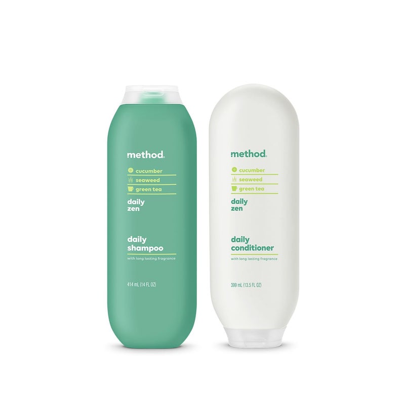 Method Daily Zen Every Day Hair Care Shampoo (14 oz) + Conditioner (13.5 oz) with Cucumber, Seaweed and Green Tea, Paraben and Sulfate Free - Image 1