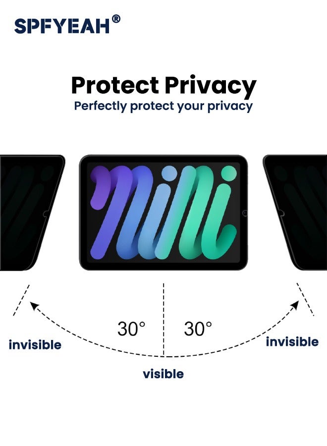 SPFYEAH Privacy Screen Protector for iPad Mini 7 (A17 Pro) 7th Generation 2024 / iPad Mini 6 (6th Generation 2021) 8.3 Inch, [30° Anti-Spy][9H Hardness][Anti Scratch][Bubble Free][Case Friendly] Anti-Spy Tempered Glass Film for iPad mini 7/6, 1-Pack - Image 3
