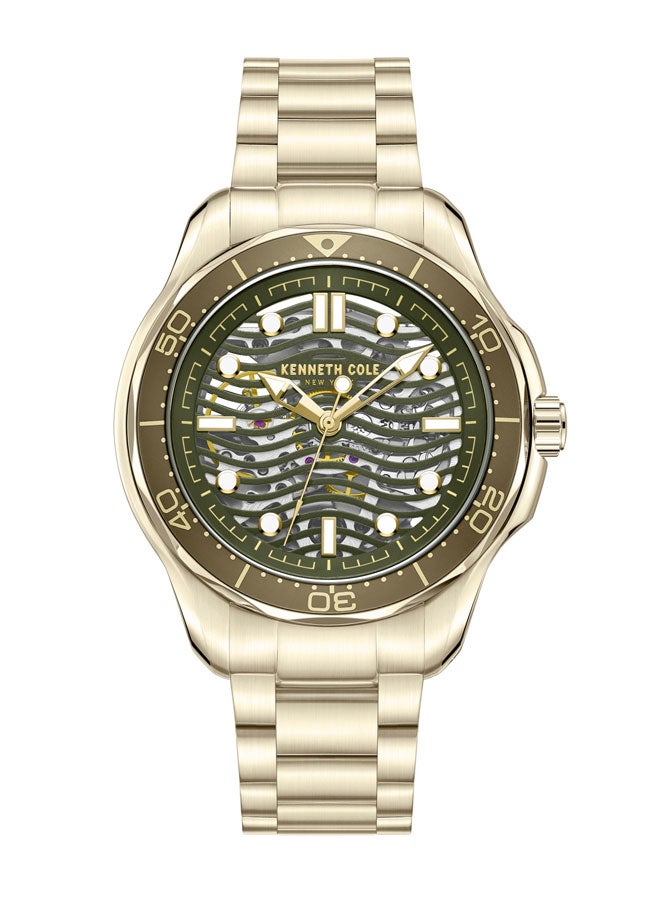 Kenneth Cole New York 44mm Automatic Men's Watch with Green Dial & Gold Stainless Steel Bracelet  - Image 1