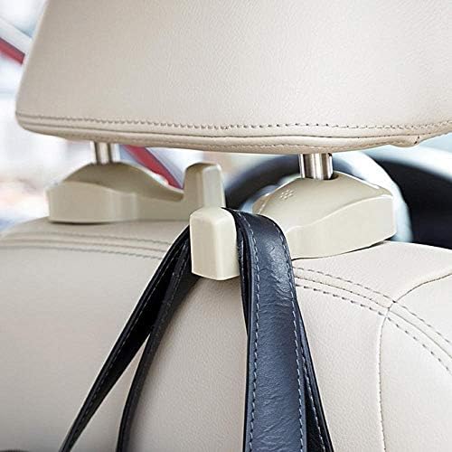 Inditradition Plastic Universal Car Back Seat Headrest Hook | Hanging Holder For Purse, Bags, Polybags, Handbags, Groceries (Pack Of 2) (Beige) - Image 3