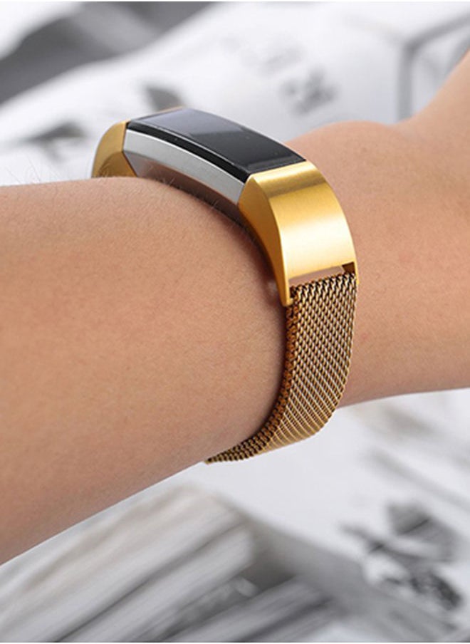 NIBEMINENT - Milanese Metal Replacement Band For Fitbit Alta And HR Gold - Image 1