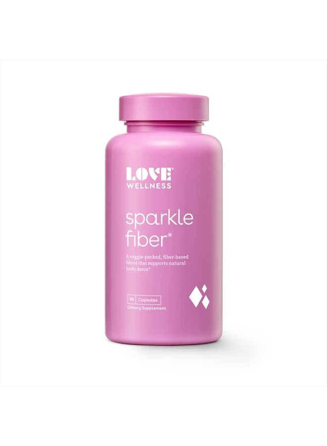 Love Wellness Sparkle Fiber Supplement for Digestive Health Psyllium Husk Powder Supports Regularity And Weight Management Beauty Pills for Bloating Relief with Digestive Enzymes - 90 Capsules - Image 1