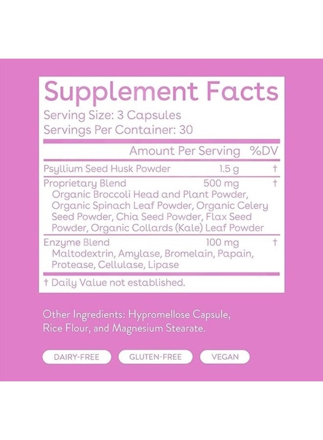 Love Wellness Sparkle Fiber Supplement for Digestive Health Psyllium Husk Powder Supports Regularity And Weight Management Beauty Pills for Bloating Relief with Digestive Enzymes - 90 Capsules - Image 2