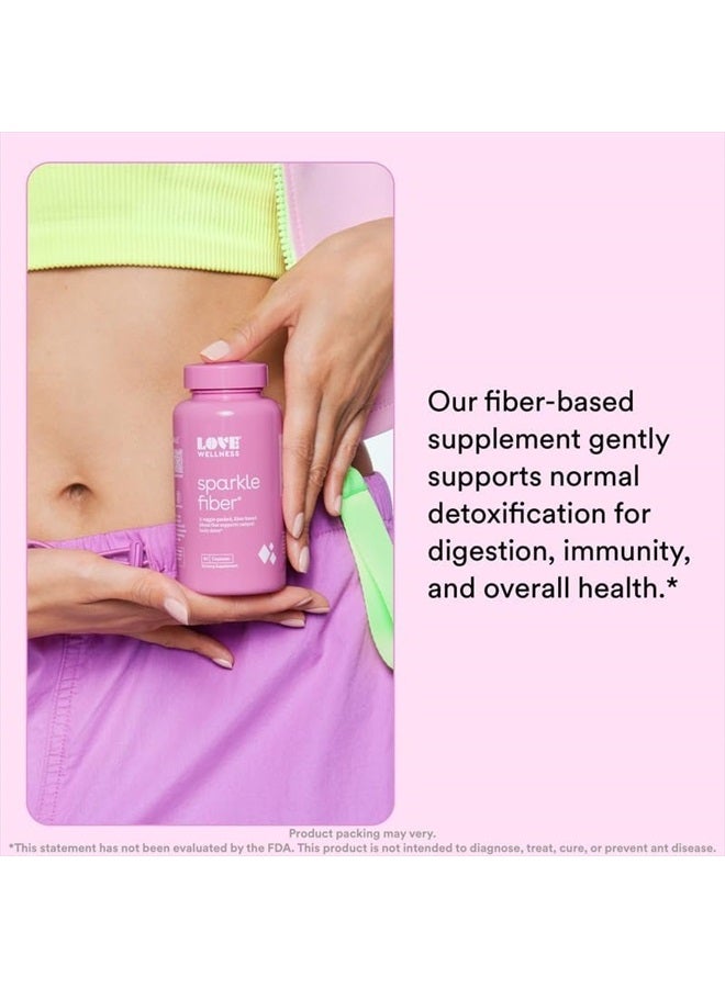Love Wellness Sparkle Fiber Supplement for Digestive Health Psyllium Husk Powder Supports Regularity And Weight Management Beauty Pills for Bloating Relief with Digestive Enzymes - 90 Capsules - Image 3