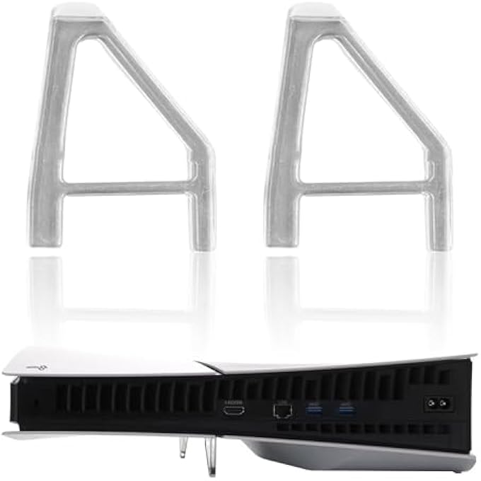 rayihni 2 PIECES STAND FOR PS5 SLIM,PLASTICS HORIZONTAL BRACKET FIT CONSOLE,VERTICAL HOLDER COOLING PRO EDITION DISC PLAYSTATION ACCESSORIES,FOR COMPATIBLE DIGITAL MULTIPLE GAME CONSOLES,CONVENIENT USE STANDS - Image 1