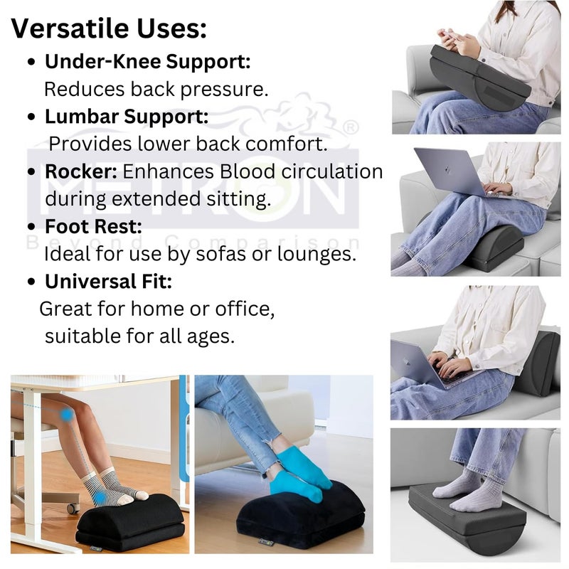 Metron Foot Rest for Office Chair Foot Rest for Under Desk Adjustable Foot Rest for Under Table Suitable with Computer Desk Office Desk Dual Height Settings 4 and 6 Washable Cover Pack Of 1 - Image 3