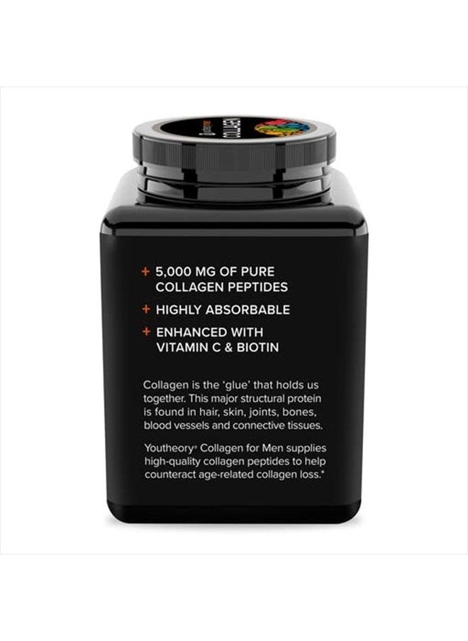 youtheory Collagen for Men - with Biotin, Vitamin C and 18 Amino Acids, Gluten Free Hydrolyzed Collagen Supplement, 290 Capsules  - Image 3