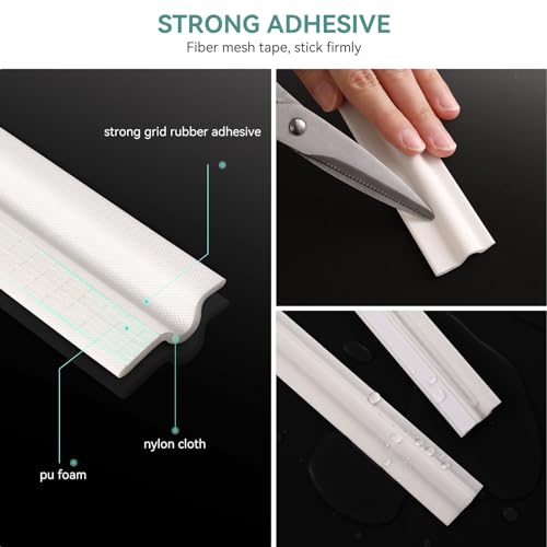 MOPMS Window Seal Strip Door Draft Stopper, Self Adhesive Weather Stripping for Window & Door Insulation, Soundproof Cuttable Door Sweep 32.8 Ft (5 Pcs x 6.56 Ft), White - Image 4