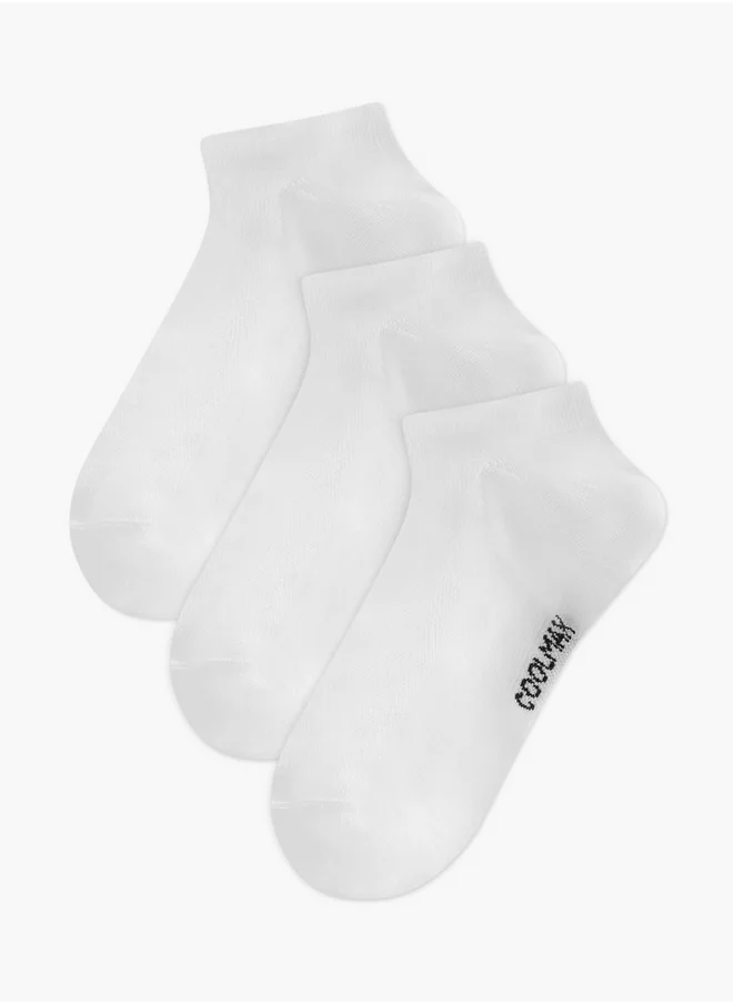 داش Logo Print Non Terry Ankle Length Socks - Set of 3