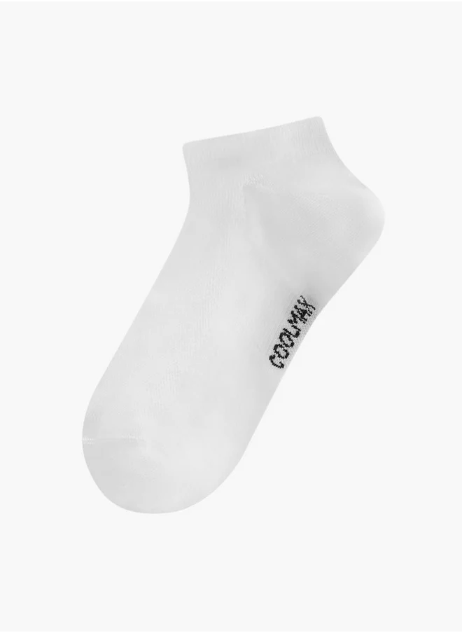 داش Logo Print Non Terry Ankle Length Socks - Set of 3