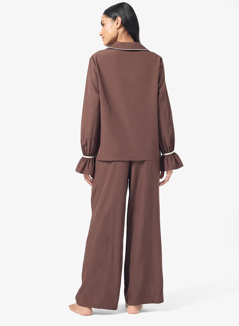 Ginger Resort Button Down Shirt & Pyjama Set