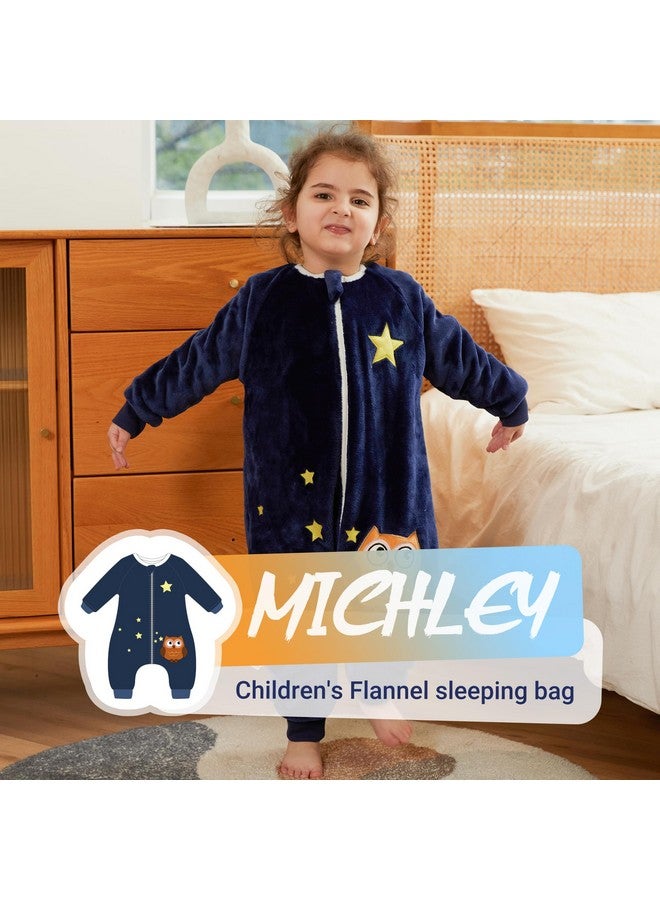 MICHLEY Flannel Baby Sleeping Bag Unisex Pajamas Long Sleeve Zipper Wearable Sleeping Sack For Autumn Winter Boys Girlsowl34T Size 110 - Image 2