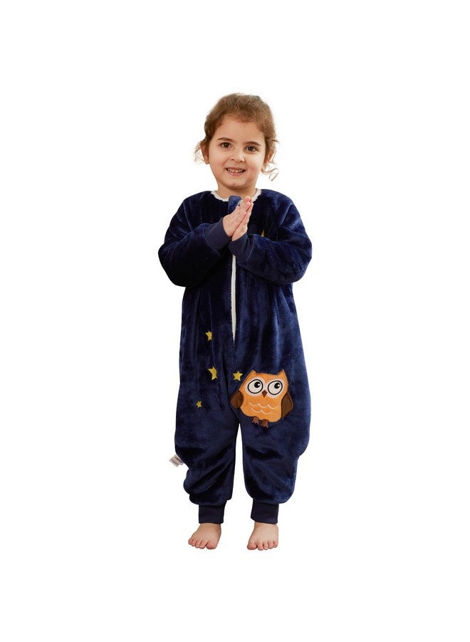 MICHLEY Flannel Baby Sleeping Bag Unisex Pajamas Long Sleeve Zipper Wearable Sleeping Sack For Autumn Winter Boys Girlsowl34T Size 110 - Image 1