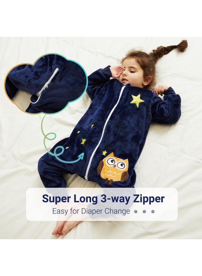 MICHLEY Flannel Baby Sleeping Bag Unisex Pajamas Long Sleeve Zipper Wearable Sleeping Sack For Autumn Winter Boys Girlsowl34T Size 110 - Image 3