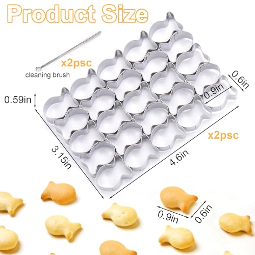 AIERSA 2Pcs Gold Fish Cracker,25 Cavity Fish Cookie Cutter,Mini Goldfish Shapes Molds for Cookie,Non-stick Dough, Stainless Steels Cookie Cutters Mold for Baking - Image 2