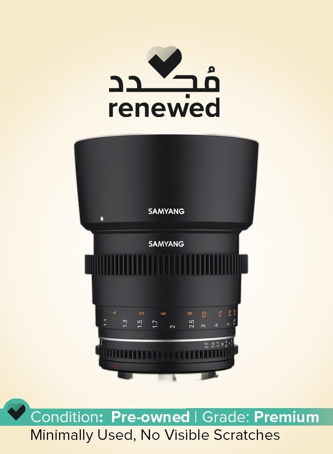 Samyang مجدد - عدسة ساميانغ MF 85MM T1.5 VDSLR MK2 لكاميرات سوني E -مونت -أسود - Image 1