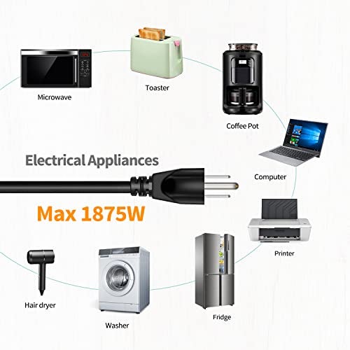 FIRMERST 1875W Heavy Duty Extension Cord 3 Feet 14 AWG 15A Black UL Listed - Image 4