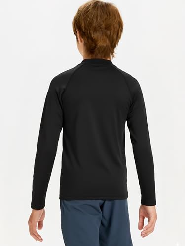 DEVOROPA Youth Boys Compression Thermal Shirts Long Sleeve Undershirt Fleece Baselayer Mock Top Black XL - Image 2
