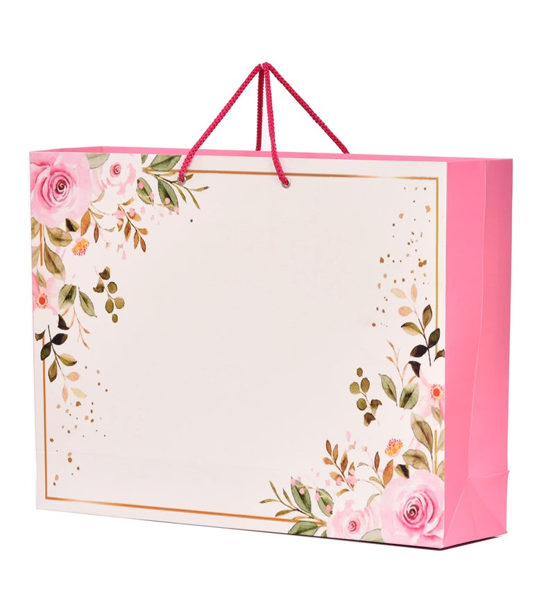 PPJ ® -PAPER CARRY BAG (CORNER FLOWER) 16 Inch X 12 Inch X 4 Inch for DIWALI/WEDDING/FUNCTION/BIRTHDAY/RETURN GIFTS/CHRISTMAS (Pack of 30) - Image 1