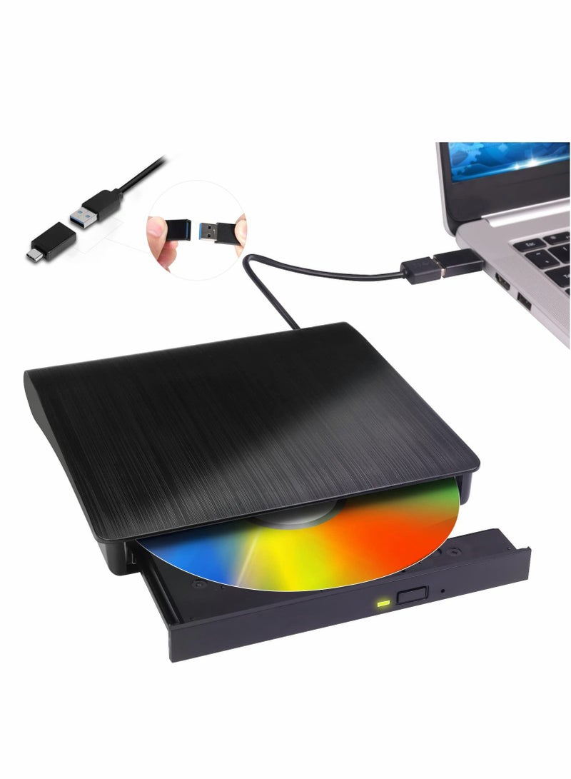 Excefore External DVD Drive USB 3.0 Type-C USB C Portable DVD Player for Laptop CD DVD +/-RW Disk Drive CD ROM Burner Writer CD/DVD Burner Reader Compatible with Laptop Desktop Windows Linux OS Apple MacBook - Image 1