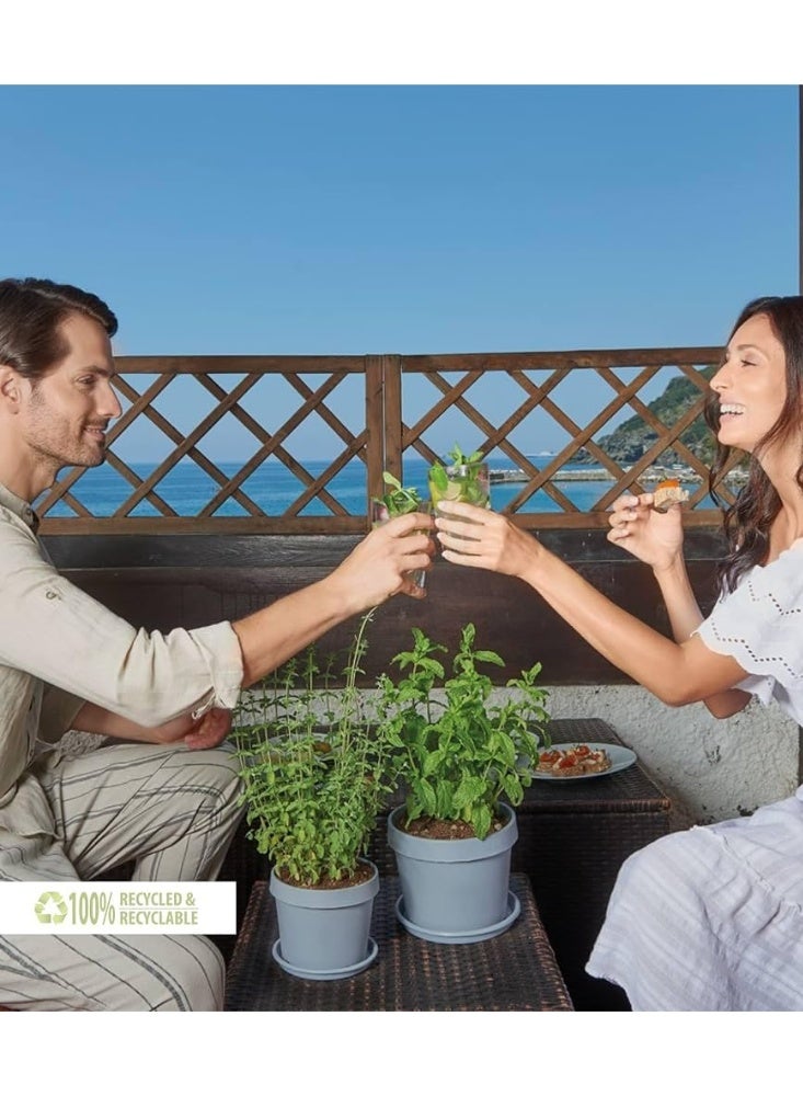 أيدل وعاء زراعة دائري نوفا - وعاء زهور داخلي/خارجي مع صينية تصريف - وعاء زراعي زخرفي للحديقة والشرفة والبلاكونة، بأحجام متعددة - صنع في إيطاليا - من إيديل - Image 2