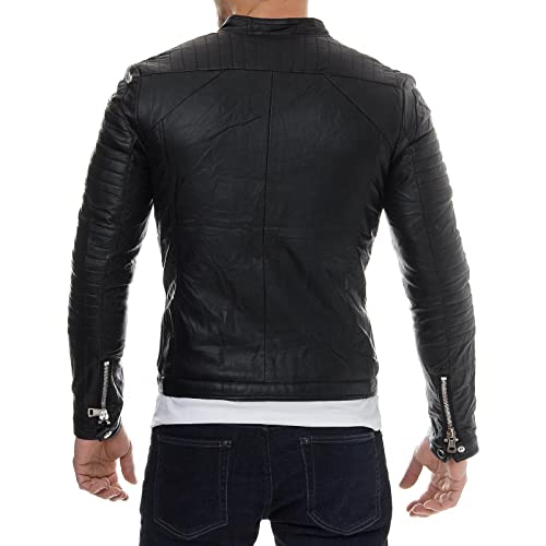 DECIMAL Men's Black REAL Lambskin Leather Biker Jacket VINTAGE GENUINE MOTORCYCLE JACKETS FOR MEN (as1, alpha, x_l, regular, regular, BLACK ZIPPER) - Image 2