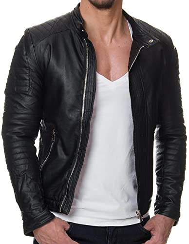 DECIMAL Men's Black REAL Lambskin Leather Biker Jacket VINTAGE GENUINE MOTORCYCLE JACKETS FOR MEN (as1, alpha, x_l, regular, regular, BLACK ZIPPER) - Image 5