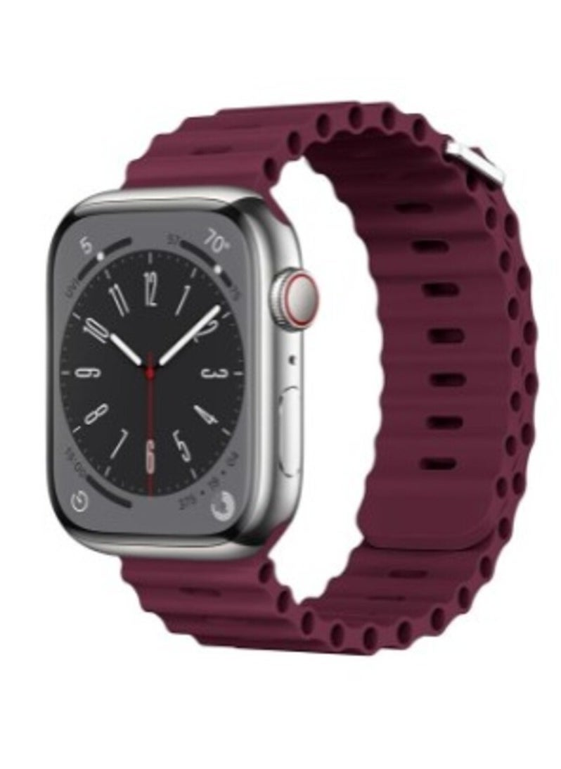 ten.tech - Ten Tech Silicone Band for Apple Watch Ultra/Ultra 2 49mm 45mm 44mm 42mm, Waterproof Soft Silicone Sports Band for iWatch Ultra SE 8/7/6/5/4/3/2/1, Burgundy - Image 1