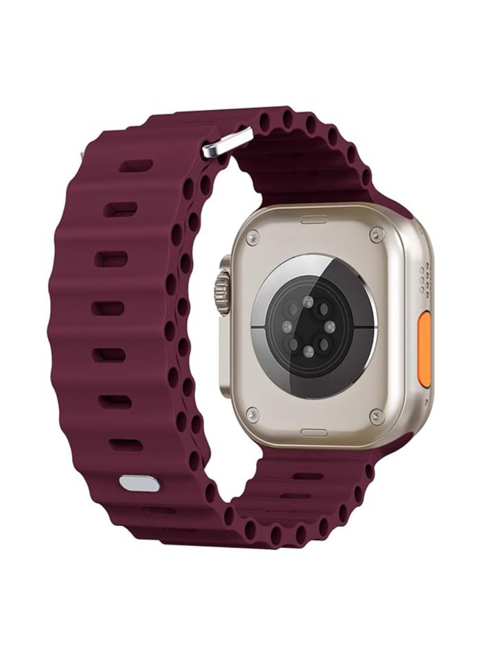 ten.tech - Ten Tech Silicone Band for Apple Watch Ultra/Ultra 2 49mm 45mm 44mm 42mm, Waterproof Soft Silicone Sports Band for iWatch Ultra SE 8/7/6/5/4/3/2/1, Burgundy - Image 1