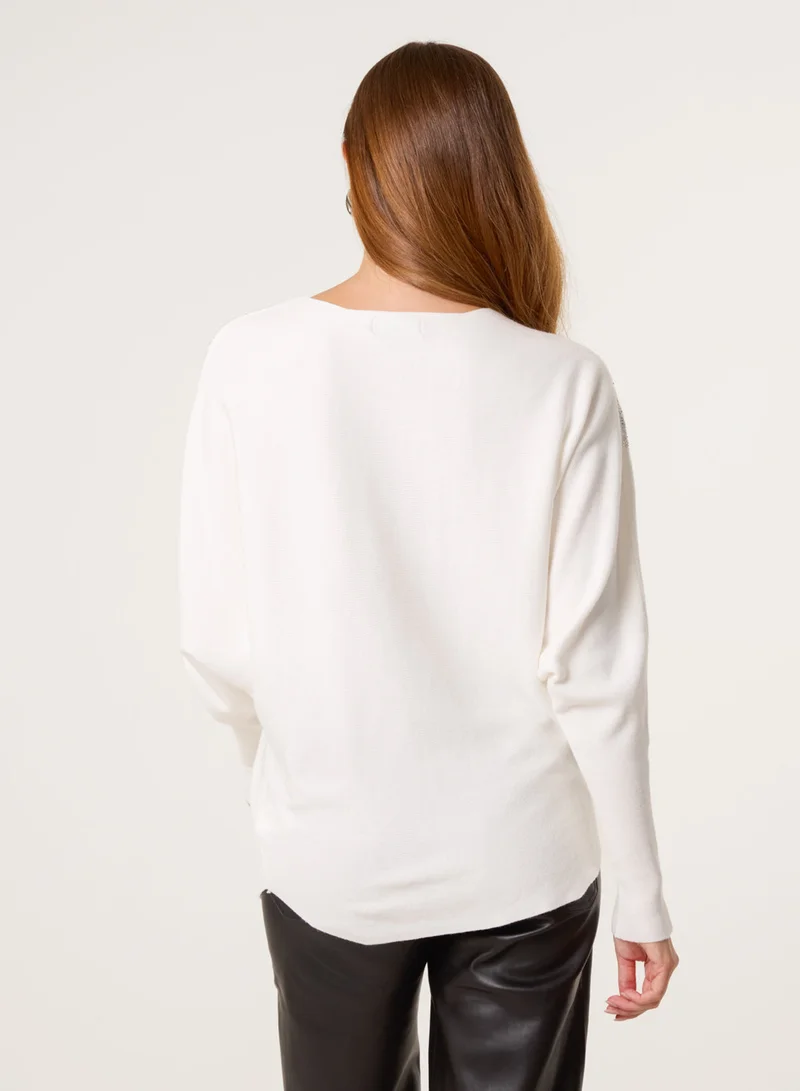 Blue Vanilla Rhinestone Detailed Jumper