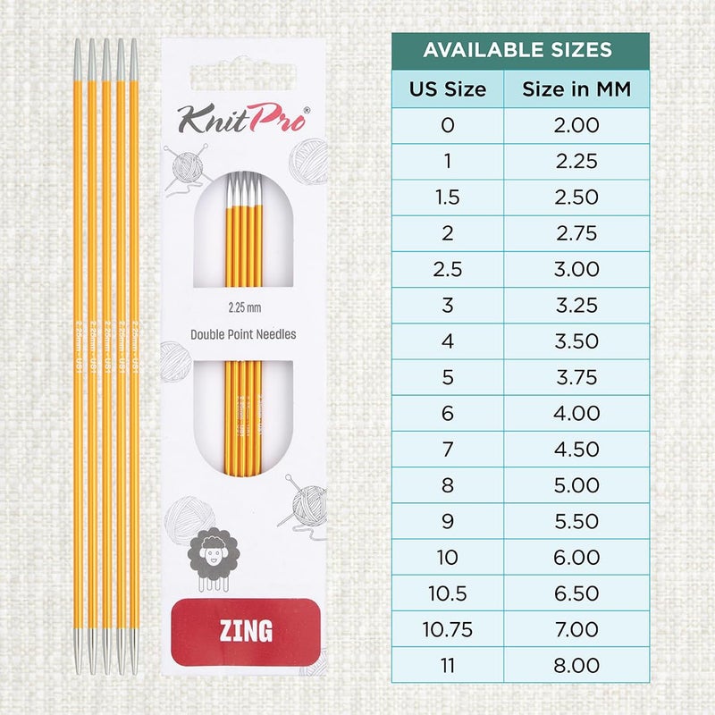 KnitPro Zing Double Pointed Needles 6" (15cm) | US Size 1 (2.25mm) - Image 4