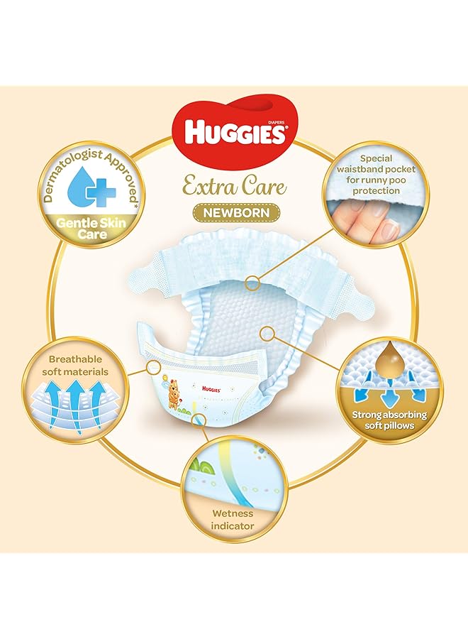 HUGGIES Newborn Size 2 4 6 Kg Jumbo Pack 64 Diapers & Newborn Size 1 0 5 Kg Jumbo Pack 64 Diapers - Image 4