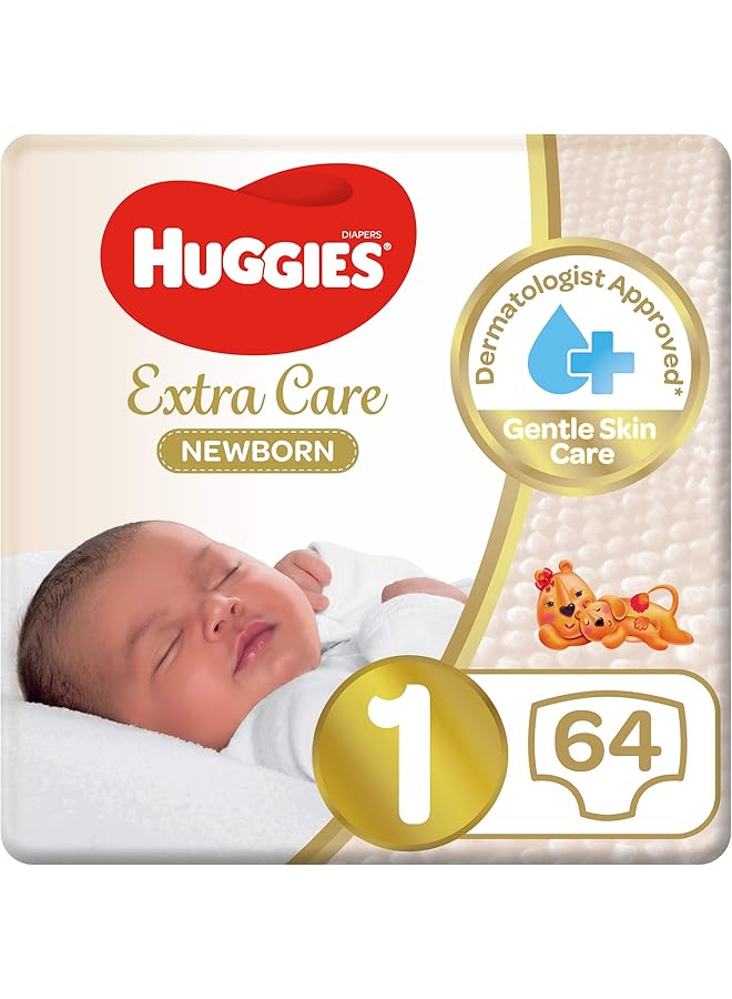 HUGGIES Newborn Size 2 4 6 Kg Jumbo Pack 64 Diapers & Newborn Size 1 0 5 Kg Jumbo Pack 64 Diapers - Image 2