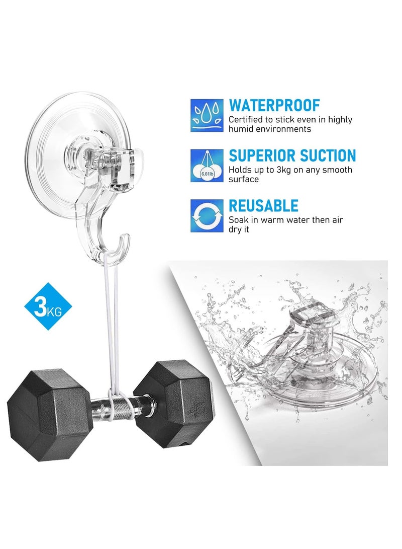 Suction Cup Hooks 4 Pack, Multi-Purpose Clear Shower Suction Hooks Waterproof Heavy Duty Wreath Hanger for Bathroom, Window, Towel, Shower Wall, Tile, Glass Door, Camper - Image 2