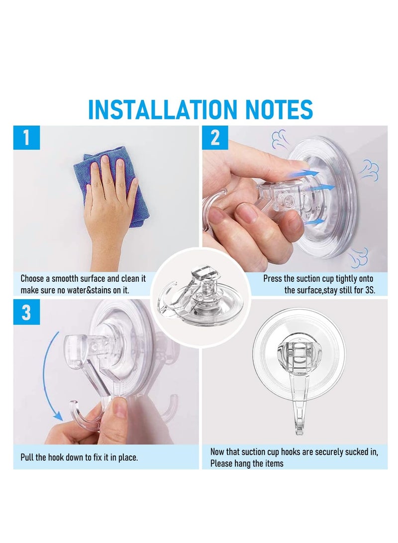 Suction Cup Hooks 4 Pack, Multi-Purpose Clear Shower Suction Hooks Waterproof Heavy Duty Wreath Hanger for Bathroom, Window, Towel, Shower Wall, Tile, Glass Door, Camper - Image 3