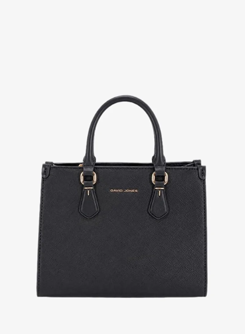 David Jones structured faux leather handbag cm7649 | medium size tote bag with internal pocket for formal and casual dress code| Patterned rectangular faux leather for everyday use