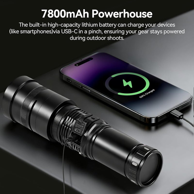 Wellmaking 15W LED Photography Flashlight Optical Glass Lenses, 7800mAh Aluminum Alloy Patterned Ambient Light, with 20 Patterned Light Filters for Photo, Content Creation Video Recording Accessorie - Image 5