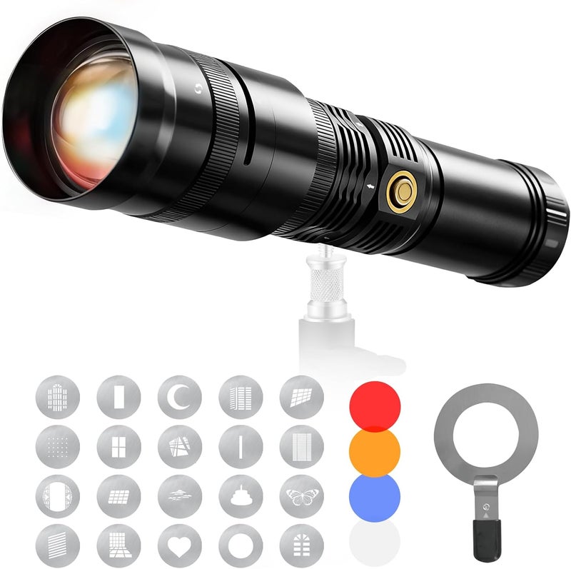 Wellmaking 15W LED Photography Flashlight Optical Glass Lenses, 7800mAh Aluminum Alloy Patterned Ambient Light, with 20 Patterned Light Filters for Photo, Content Creation Video Recording Accessorie - Image 1