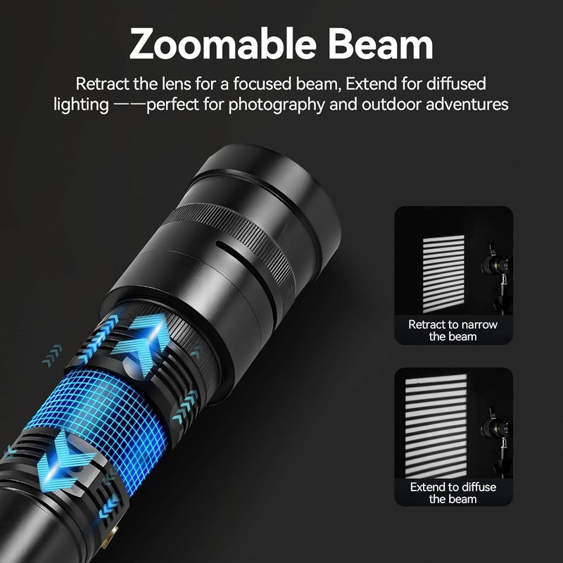 Wellmaking 15W LED Photography Flashlight Optical Glass Lenses, 7800mAh Aluminum Alloy Patterned Ambient Light, with 20 Patterned Light Filters for Photo, Content Creation Video Recording Accessorie - Image 2