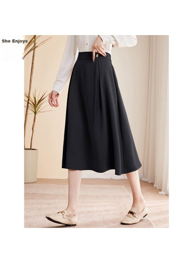 She enjoys She Xiang A-line Midi Skirt For Women, Slimming Office Wear, Versatile Commuter Style, Flared Skirt T143b2002 - Image 1