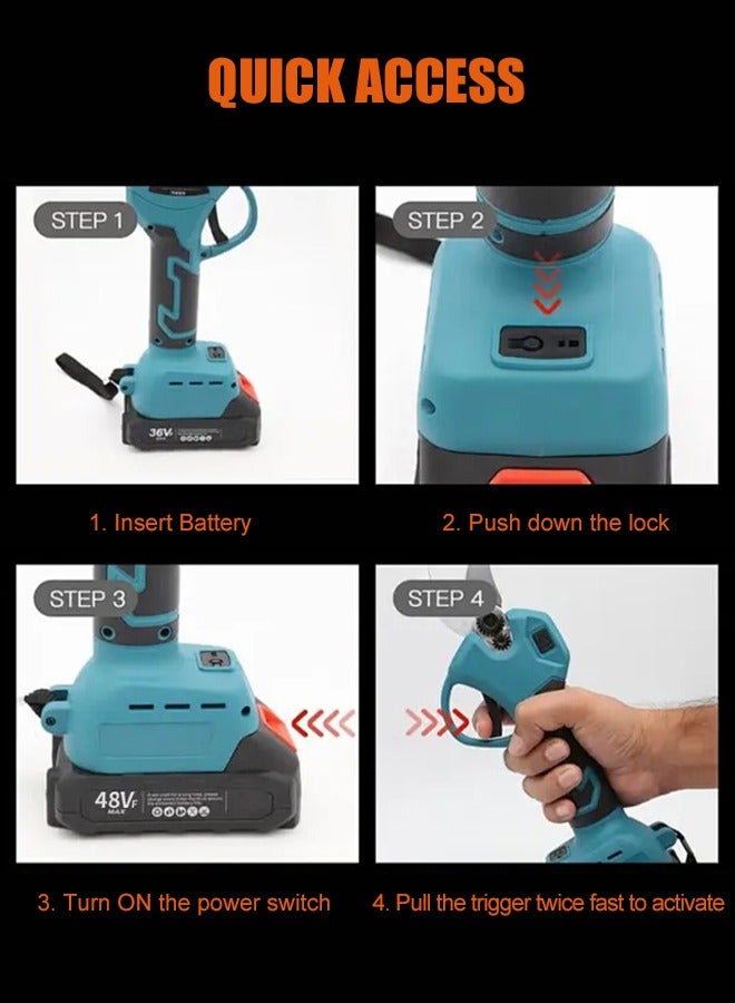 مجموعة أدوات لاسلكية فعالة 2 في 1 منشار كهربائي ومقصات تشذيب مع بطاريتين مزدوجتين للأعمال الخشبية تشذيب فواكه وزهور الحديقة