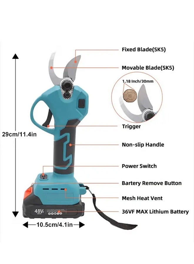 مجموعة أدوات لاسلكية فعالة 2 في 1 منشار كهربائي ومقصات تشذيب مع بطاريتين مزدوجتين للأعمال الخشبية تشذيب فواكه وزهور الحديقة