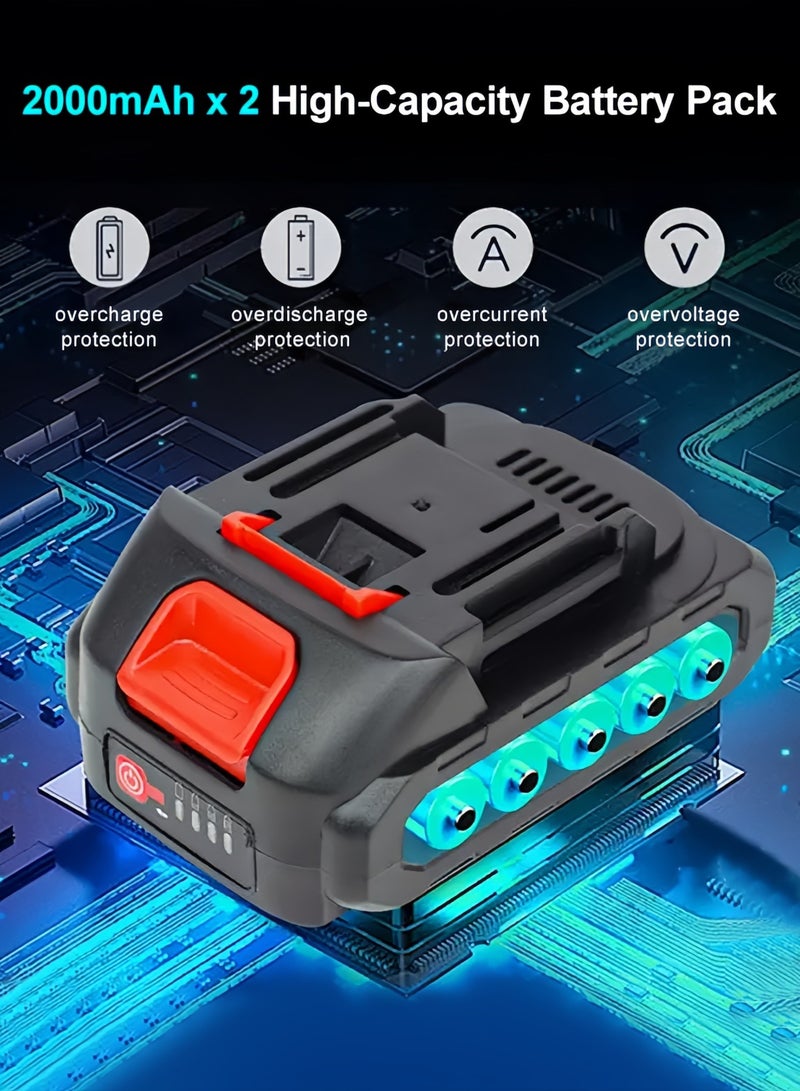 مجموعة أدوات لاسلكية فعالة 2 في 1 منشار كهربائي ومقصات تشذيب مع بطاريتين مزدوجتين للأعمال الخشبية تشذيب فواكه وزهور الحديقة