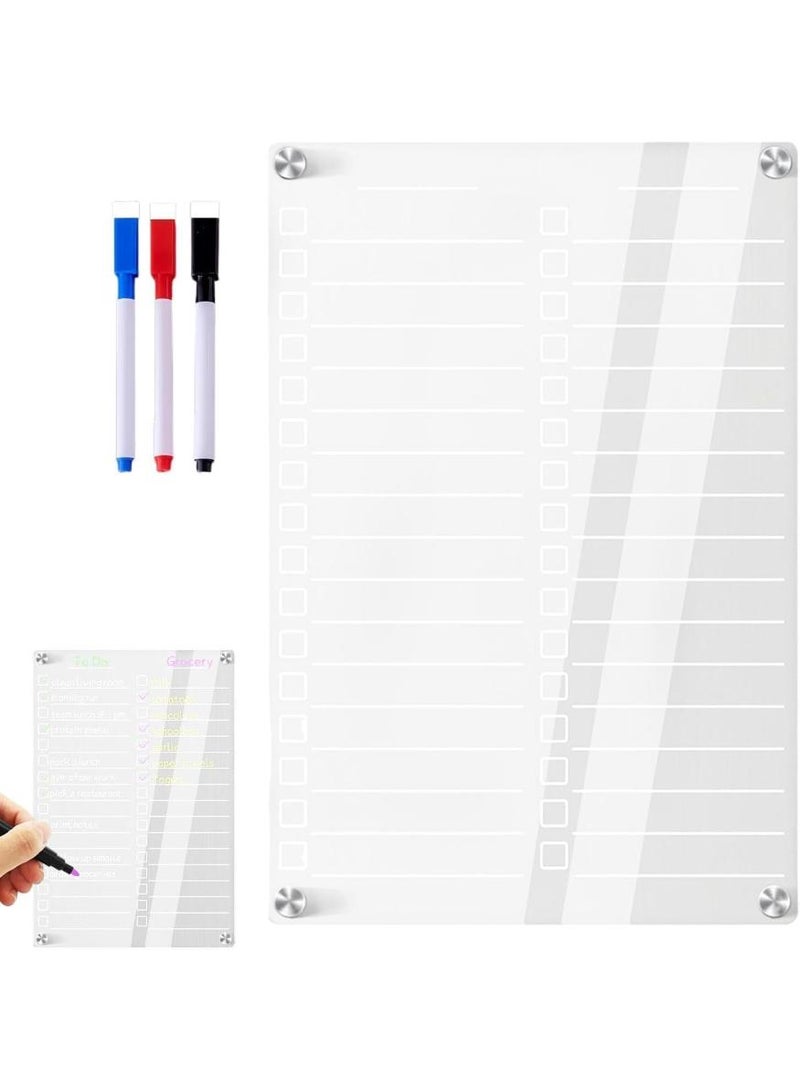 PAPERSAY 8"x12" Acrylic Magnetic Menu Board for Kitchen,Clear Meal Planner(Weekly Calendar/Shopping List Planning Board) for Fridge, with 3 pcs Magnetic Erasable Markers - Image 5