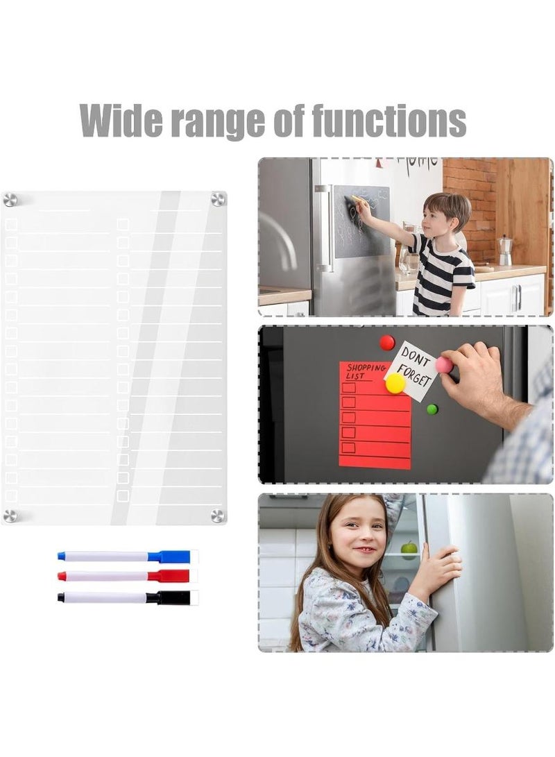 PAPERSAY 8"x12" Acrylic Magnetic Menu Board for Kitchen,Clear Meal Planner(Weekly Calendar/Shopping List Planning Board) for Fridge, with 3 pcs Magnetic Erasable Markers - Image 3
