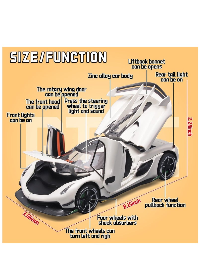 Metal Die Cast Koenigsegg Jesko Toy Car for Boys with Light and Sound Features, Perfect Gift for Kids Aged 3 and Up, Collectible Pull Back Model Car - Image 2