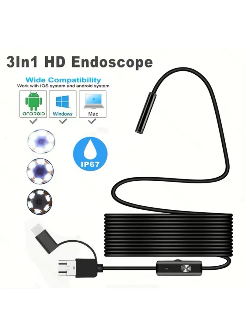 Generic 3-in-1 USB Endoscope Camera, Compatible with Type-C Android PC, Inspection Camera  - Image 3