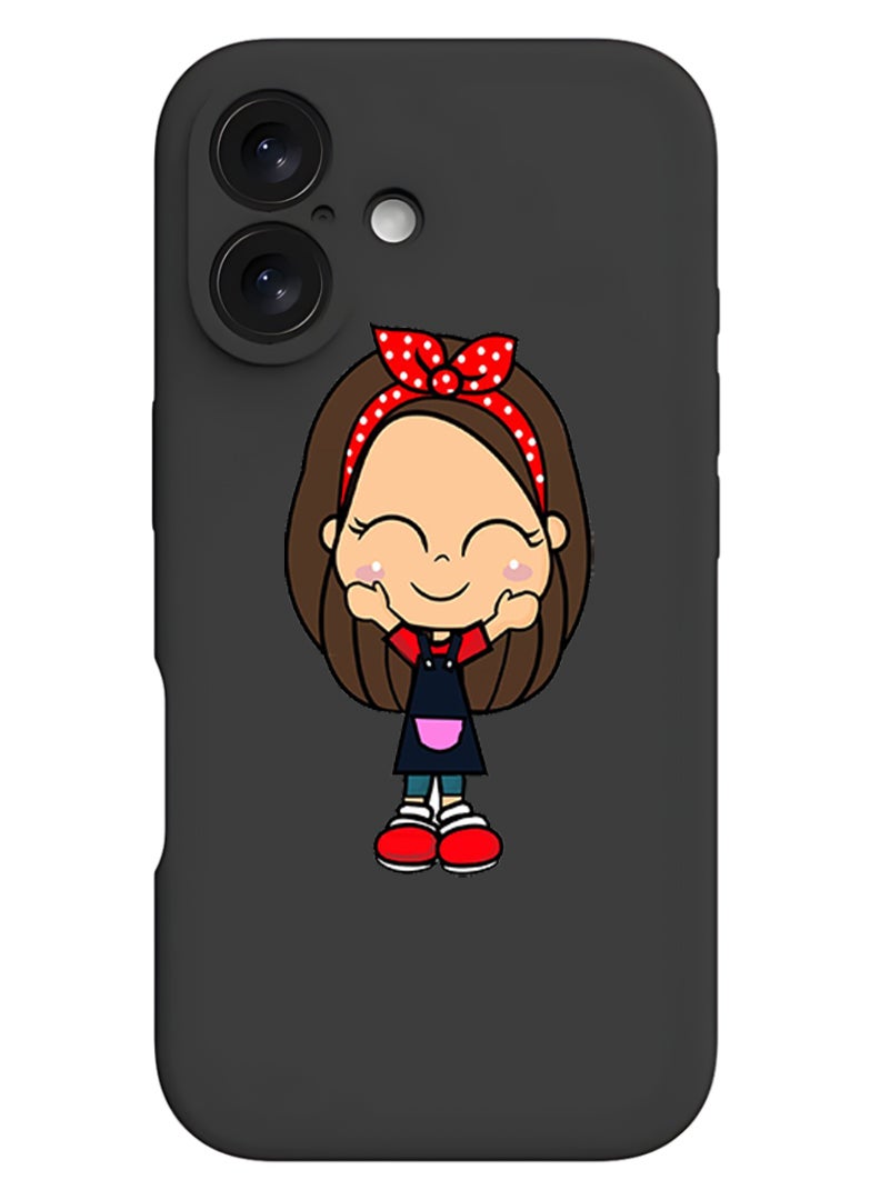 Theodor iPhone 16 Plus Black Protective Slim Fit Case Liquid Silicone Cover with Full Body Protection Anti-Scratch Shockproof Case For iPhone - Girl - Image 1