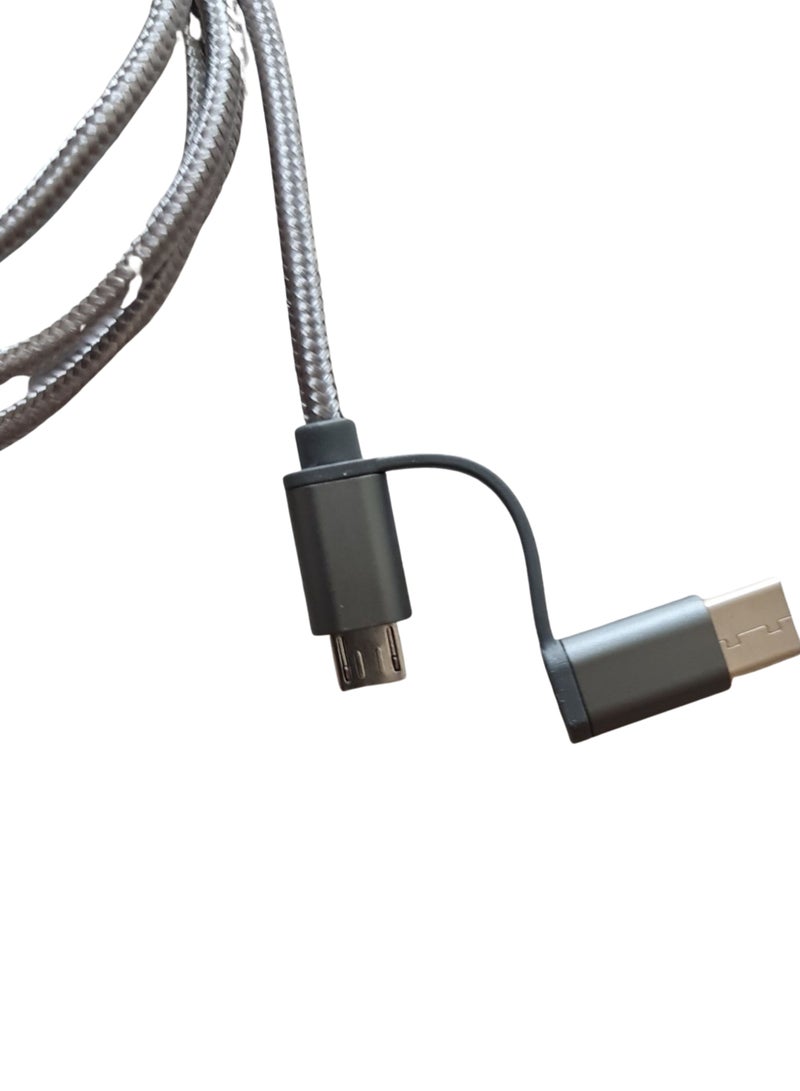 2-In-1 Data Sync Charging Cable Gray With Mobile Phone Holder Desk Stand Silver  - Image 4